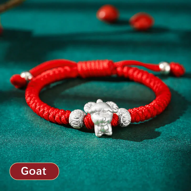 Mythstone 999 Sterling Silver Chinese Zodiac Red Rope Luck Handcrafted Kids Bracelet - Image 21