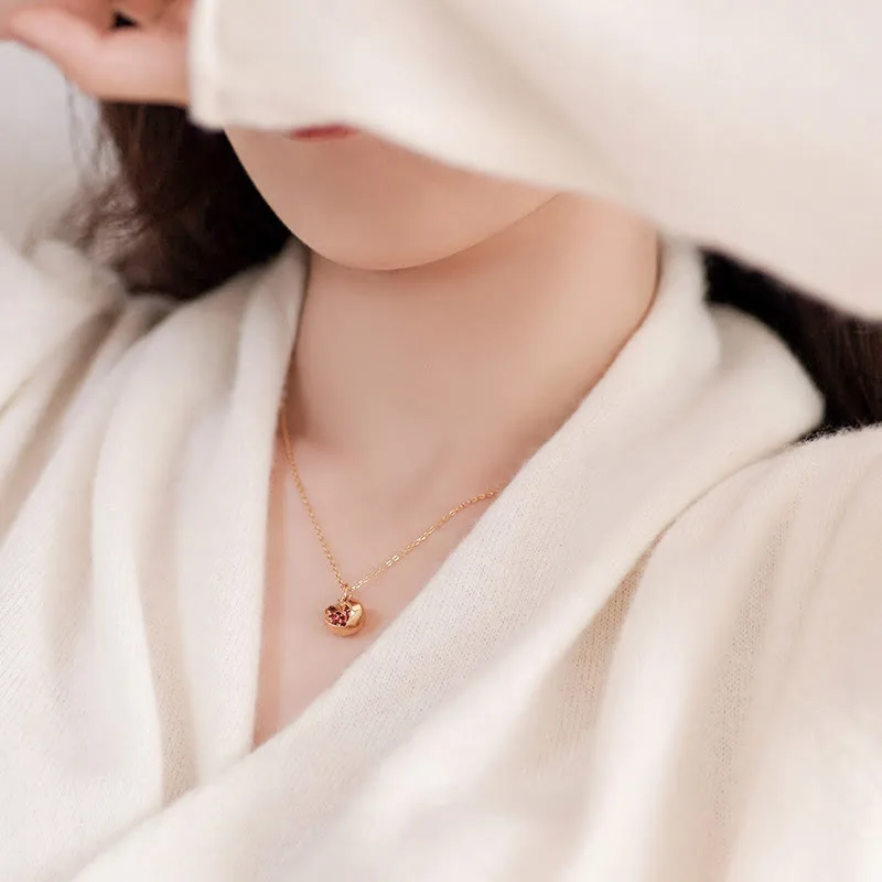 Mythstone 925 Sterling Silver 18k Gold Plated Pomegranate Garnet Crystal Passion Charm Necklace Pendant - Image 4