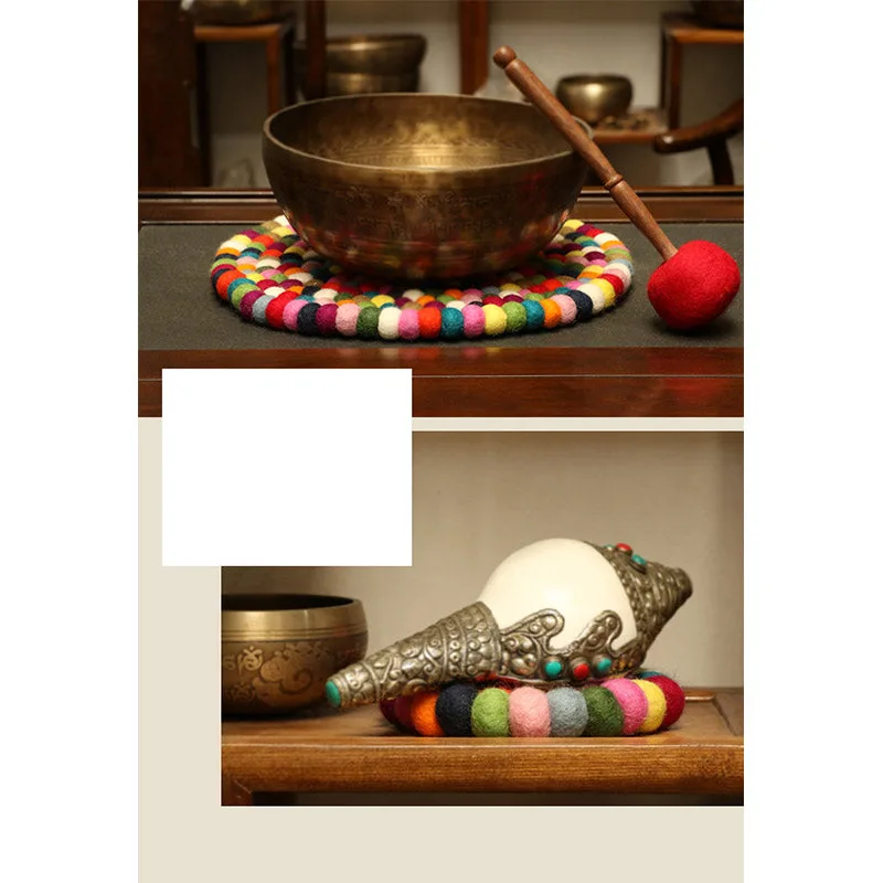 Mythstone Tibetan Singing Bowl Handcraft Felted Wool Cushion Decoration - Image 9