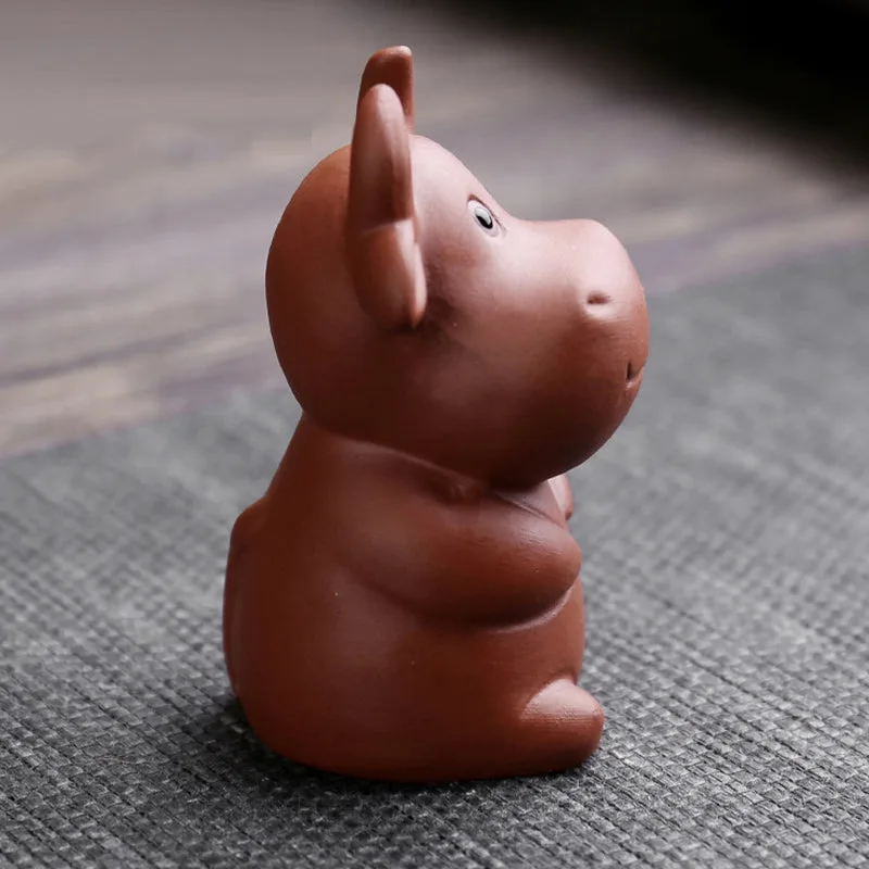 Mythstone Chinese Zodiac Purple Clay Wealth Ceramic Tea Pet Home Figurine Decoration - Image 6