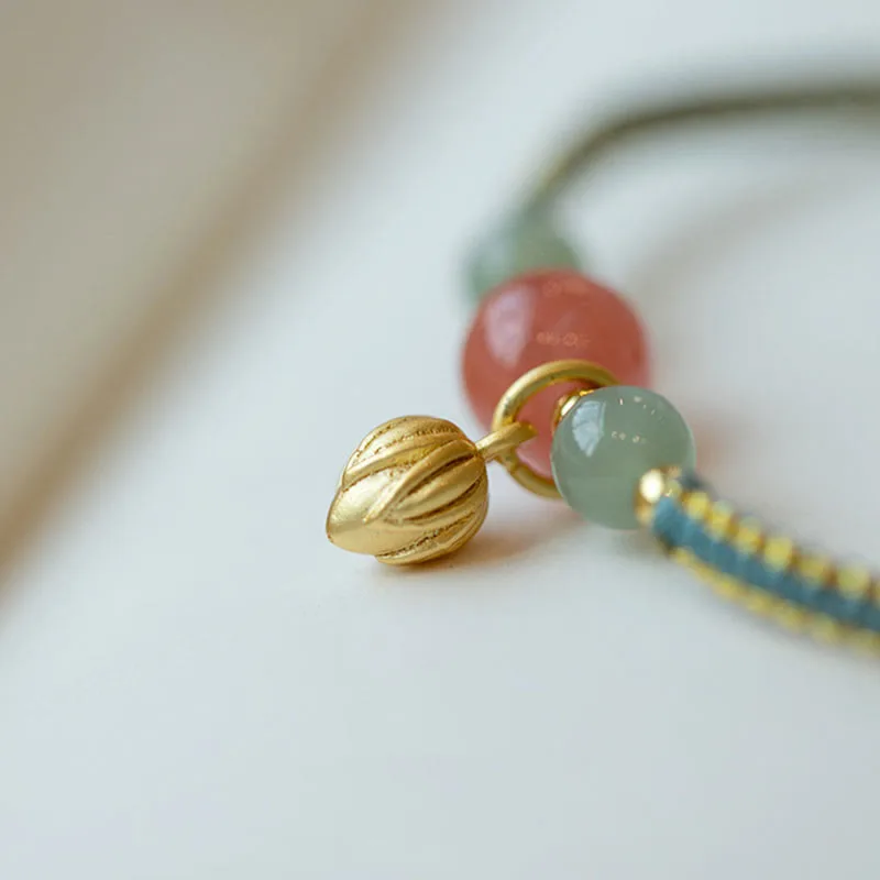 MythStone Red Agate Jade Lotus Confidence Calm String Bracelet - Image 4