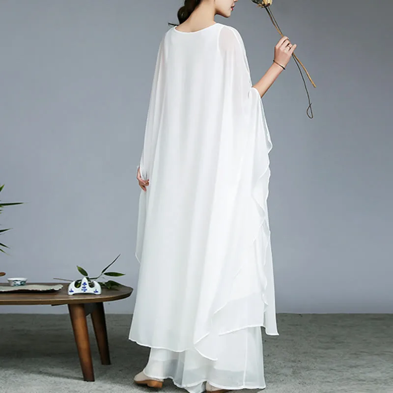 Mythstone Simple Pattern Midi Dress Wide Leg Pants Meditation Spiritual Zen Practice Yoga Dance Clothing - Image 4