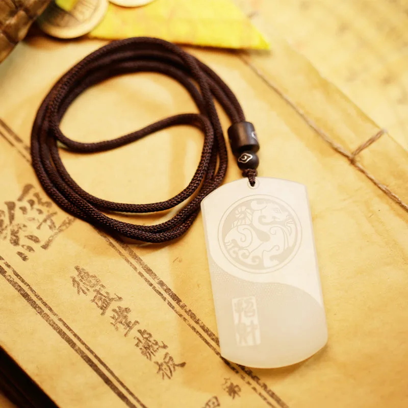 Mythstone White Jade PiXiu Yin Yang Luck Protection Necklace Pendant - Image 4