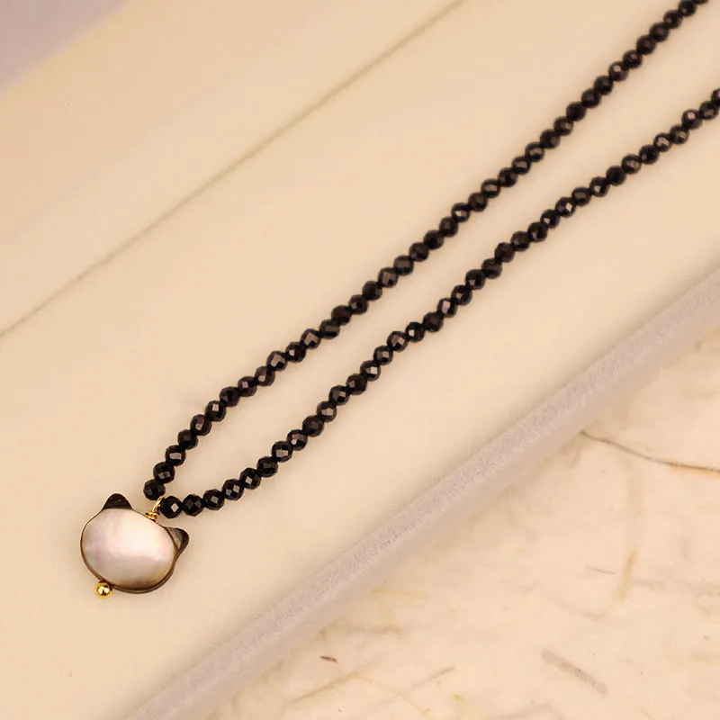 Mythstone Black Spinel Cute Cat Motivate Choker Necklace - Image 14