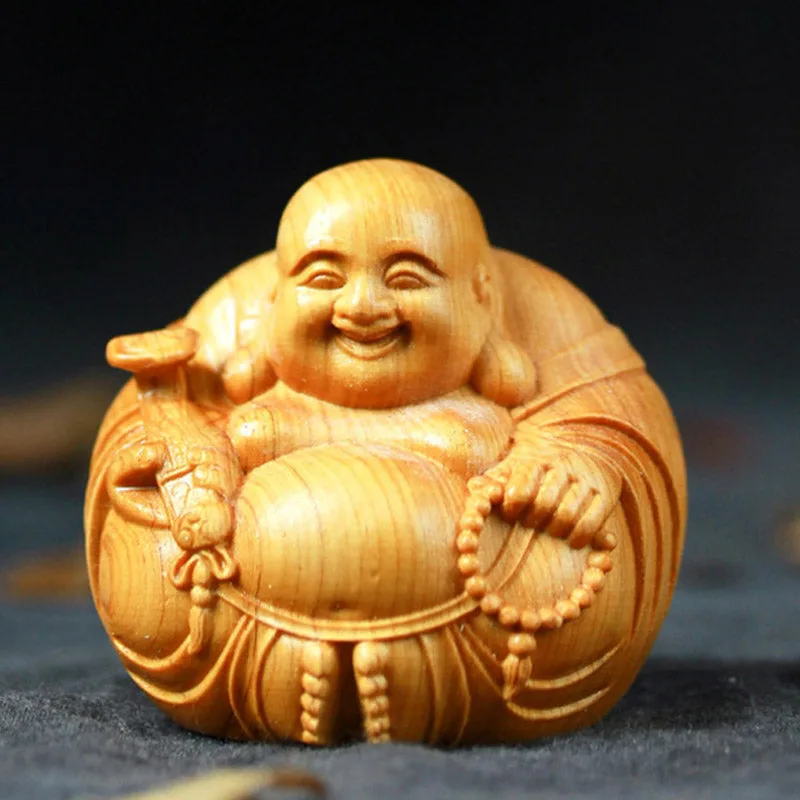 Mythstone Laughing Buddha Boxwood Compassion Home Car Decoration - Image 2