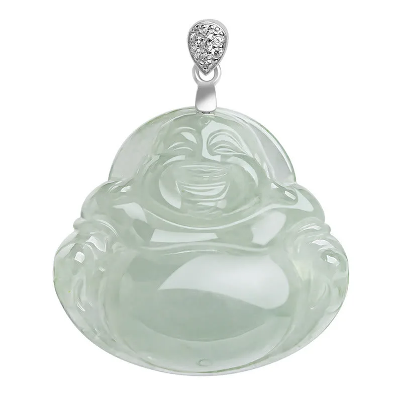 Mythstone 925 Sterling Silver Natural Jade Laughing Buddha Prosperity Abundance Chain Necklace Pendant - Image 11