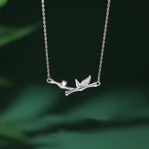 Mythstone Bamboo Leaf Design Copper Zircon Wealth Necklace Pendant