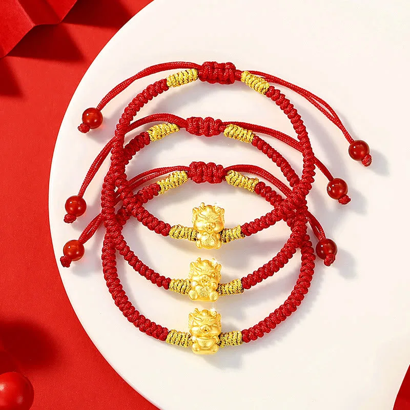 Mythstone 999 Sterling Silver Year of the Dragon Copper Coin Fortune Dragon Fu Character Luck Handcrafted Red String Braided Bracelet - Image 17