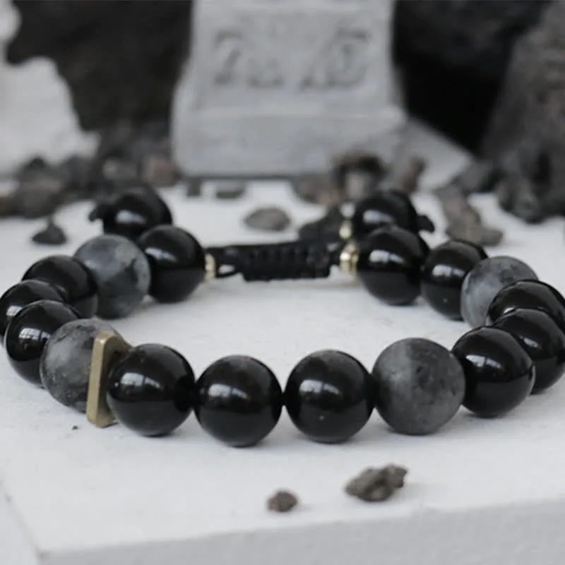 Mythstone Black Obsidian Black Glitter Stone Purification Bracelet - Image 11