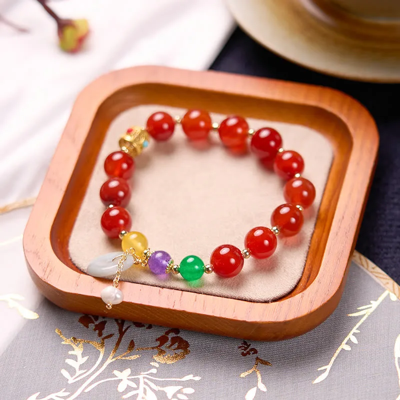 Mythstone Jade Red Agate Peace Buckle Charm Confidence Bracelet - Image 20