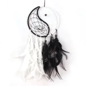 Mythstone Yin Yang Dream Catcher Circular Net with Feathers Balance Decoration