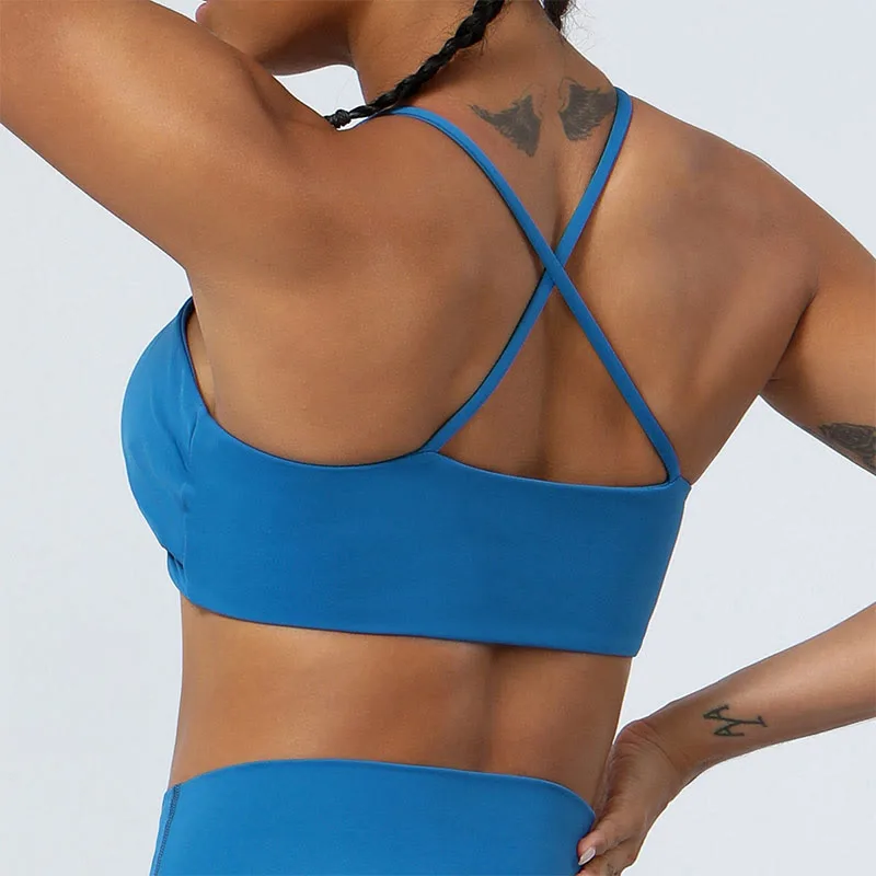 Mythstone Workout Sleeveless Backless Criss-Cross Strap Top Bra Flared Pants Sports Fitness Yoga Outfit - Image 27