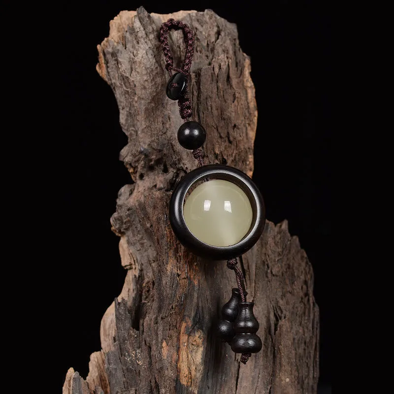 Mythstone Red Sandalwood Ebony Wood Green Sandalwood Luminous Lucky Bead Gourd Peace Key Chain - Image 11