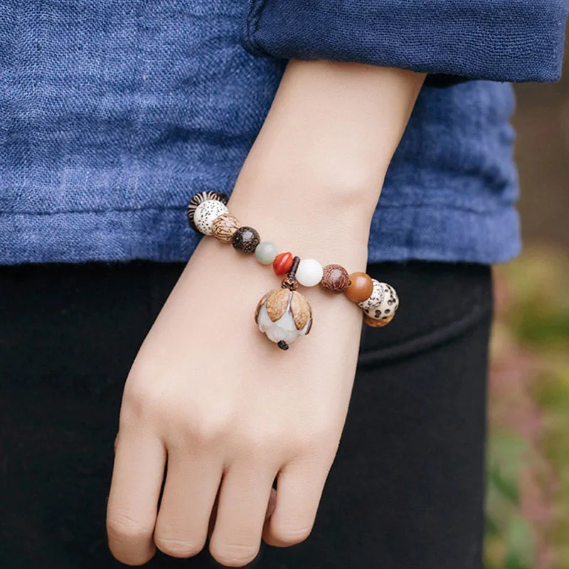 Mythstone Bodhi Seed Lotus Wisdom Peace Wrist Mala Bracelet - Image 4