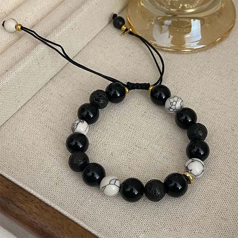 MythStone Black Obsidian Lava Rock Stone Yin Yang Strength Bracelet - Image 10