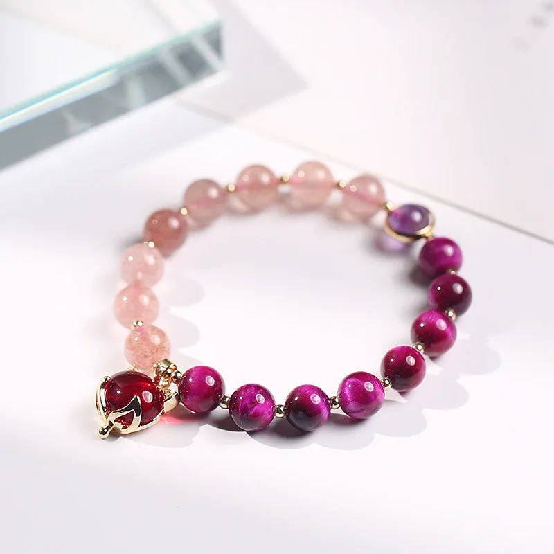 Mythstone Natural Strawberry Quartz Pixiu Love Bracelet