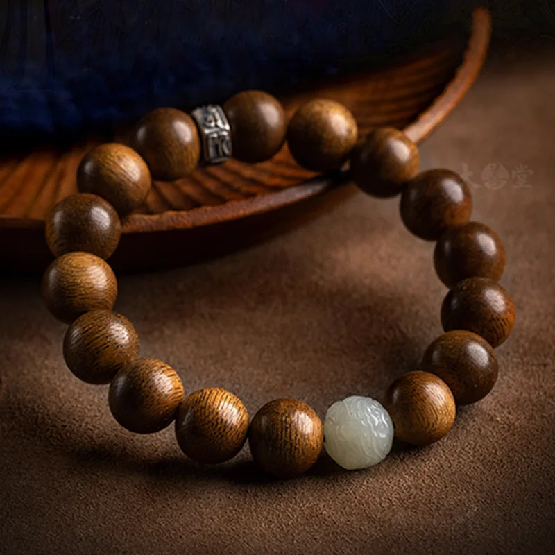 Mythstone Chinese Zodiac Natal Buddha Kalimantan Agarwood Jade 925 Sterling Silver Bracelet - Image 23