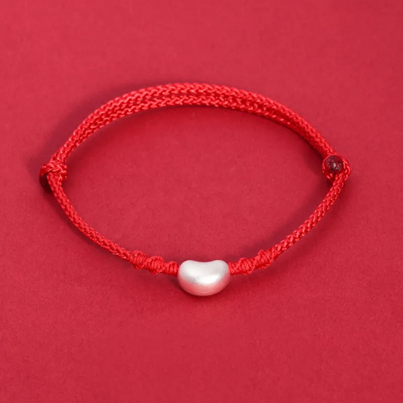 Mythstone 999 Sterling Silver Bean Design Luck Connection Handmade Braided Bracelet - Image 2