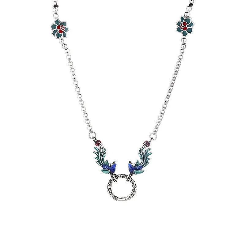 Mythstone Phoenix Lotus Flower Luck Protection Necklace Pendant - Image 5