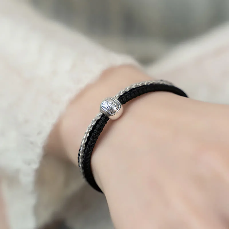 Mythstone 925 Sterling Silver Tibetan Zakiram Goddess of Wealth Luck Rope Bracelet - Image 16