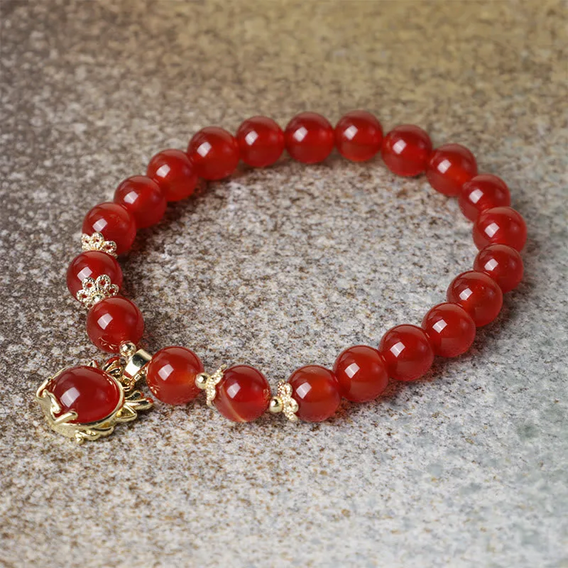 Mythstone Year of the Dragon Red Agate Jade Peace Buckle Fu Character Success Bracelet - Image 15