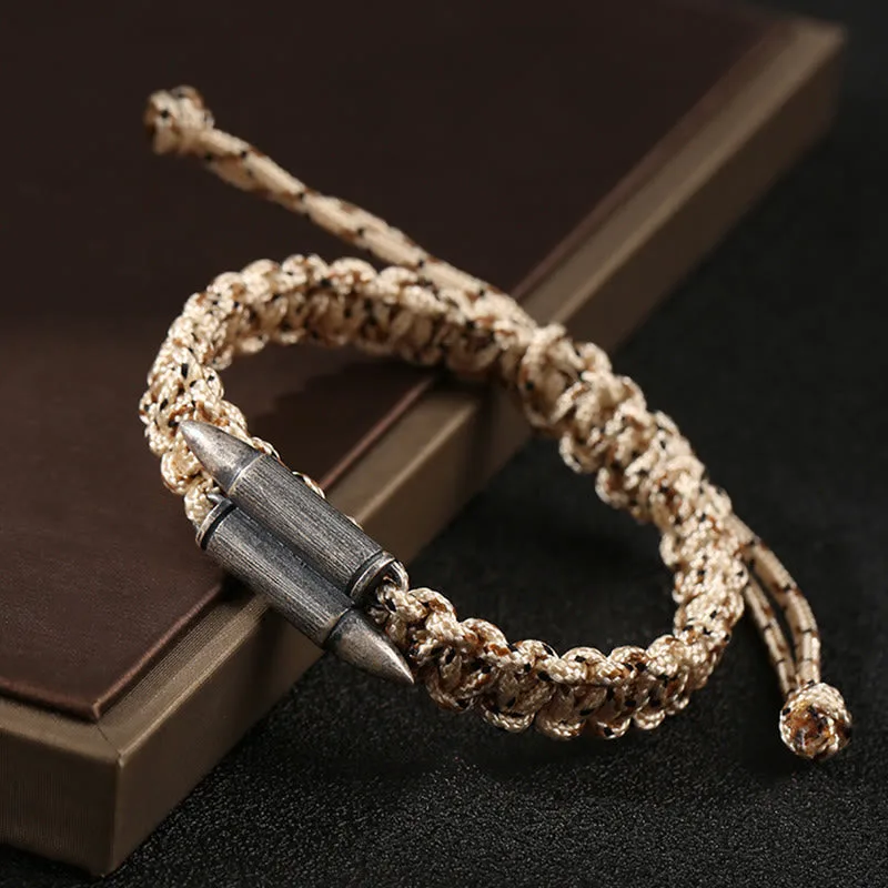 Mythstone 925 Sterling Silver Bullet Design Braided Rope Bracelet - Image 13