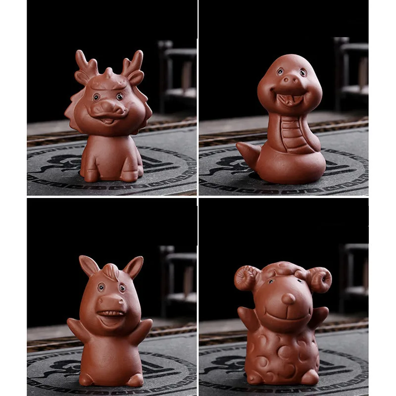 Mythstone Chinese Zodiac Purple Clay Wealth Ceramic Tea Pet Home Figurine Decoration - Image 21