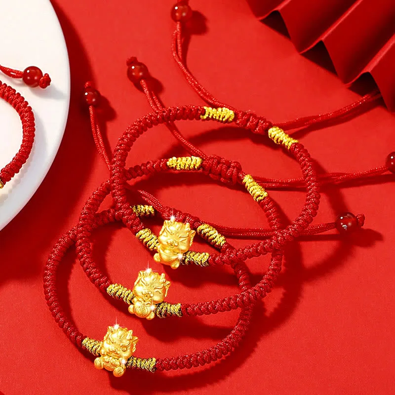 Mythstone 999 Sterling Silver Year of the Dragon Copper Coin Fortune Dragon Fu Character Luck Handcrafted Red String Braided Bracelet - Image 6