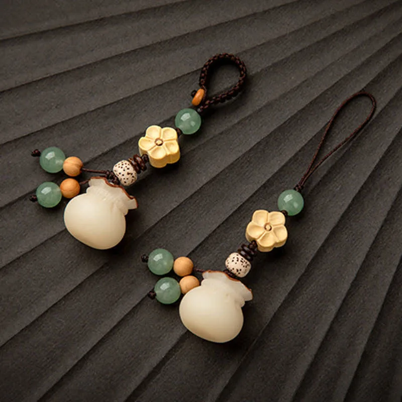 Mythstone Natural Bodhi Seed Money Bag Flower Blessing Prosperity Keychain - Image 17