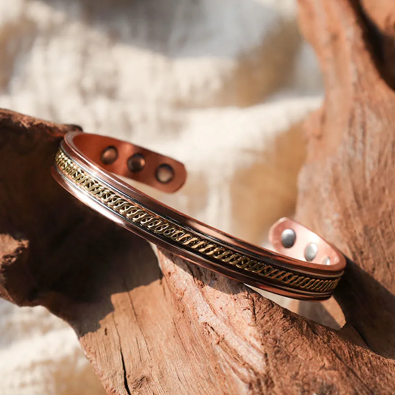 Mythstone Magnetic Copper Balance Adjustable Cuff Bracelet Bangle Ring - Image 2