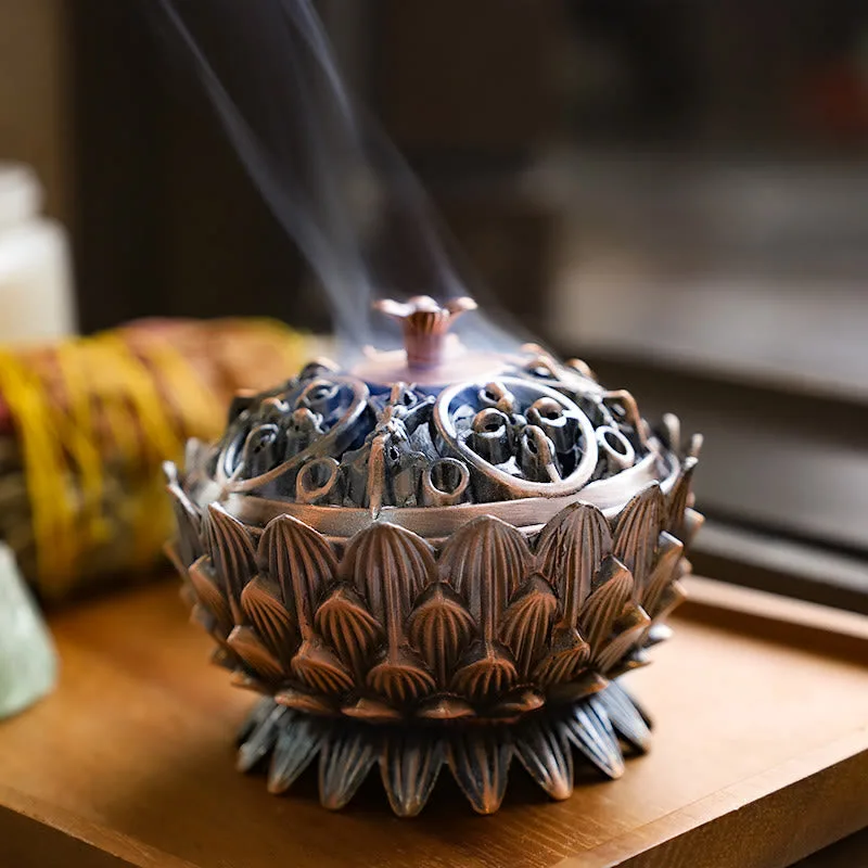 Mythstone Tibetan Lotus Shaped Purify Incense Burner - 图片 2