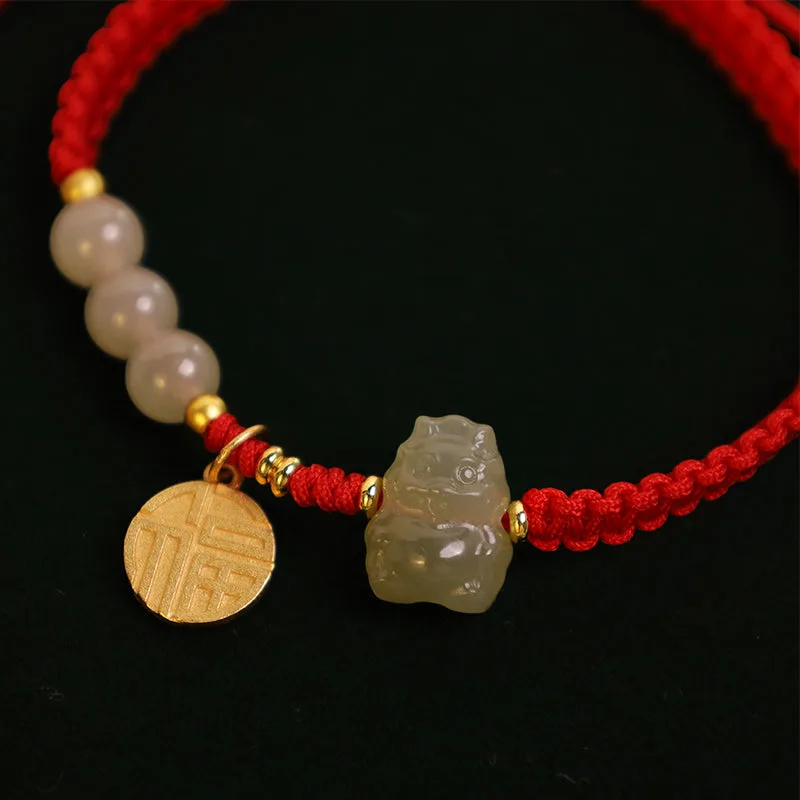 Mythstone Year of the Dragon 925 Sterling Silver Hetian Jade Fu Character Luck Bracelet - Image 5
