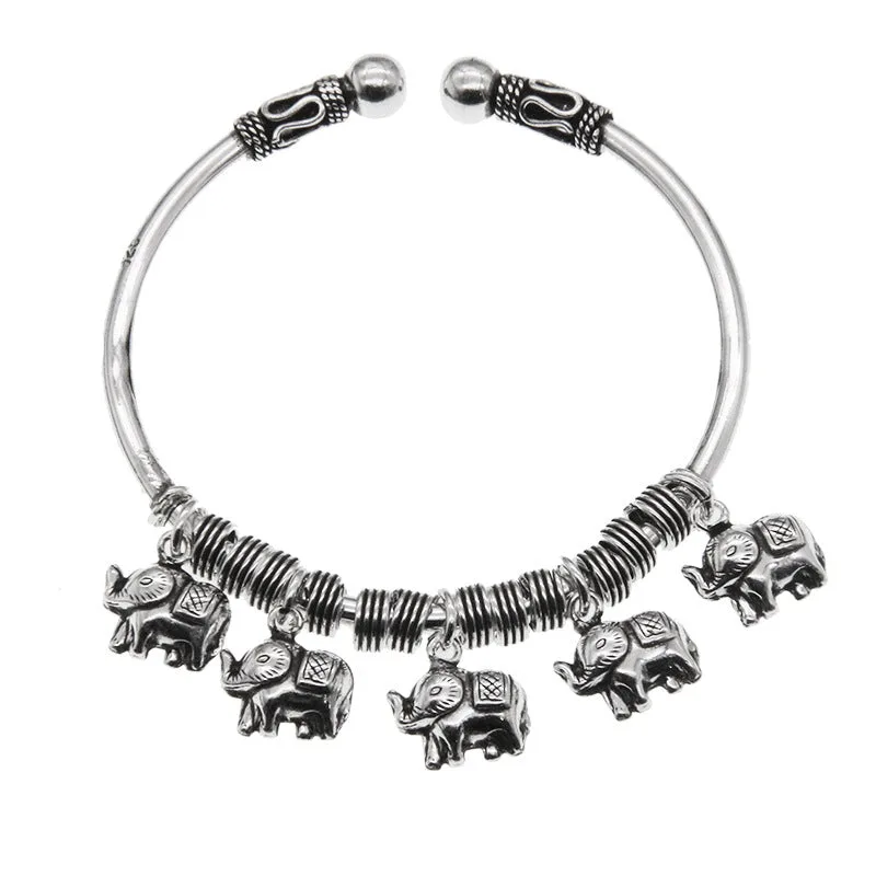 Mythstone 925 Sterling Silver Elephant Strength Bracelet Bangle - Image 11
