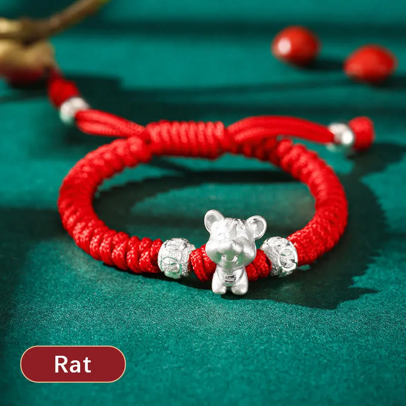 Mythstone 999 Sterling Silver Chinese Zodiac Red Rope Luck Handcrafted Kids Bracelet - Image 4