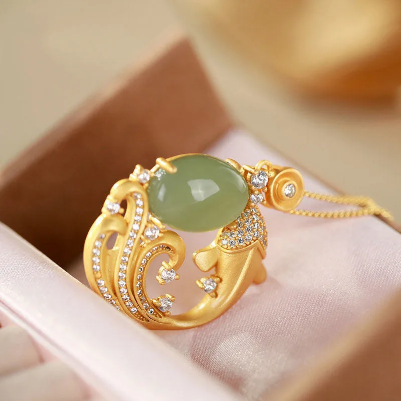 Mythstone - Cyan Jade Koi Fish Healing Calm Necklace Pendant - Image 7