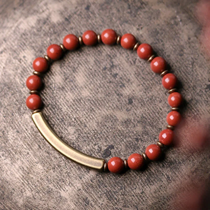 Mythstone Red Jasper Moss Agate Black Obsidian Crystal Copper Peace Couple Bracelet - Image 13