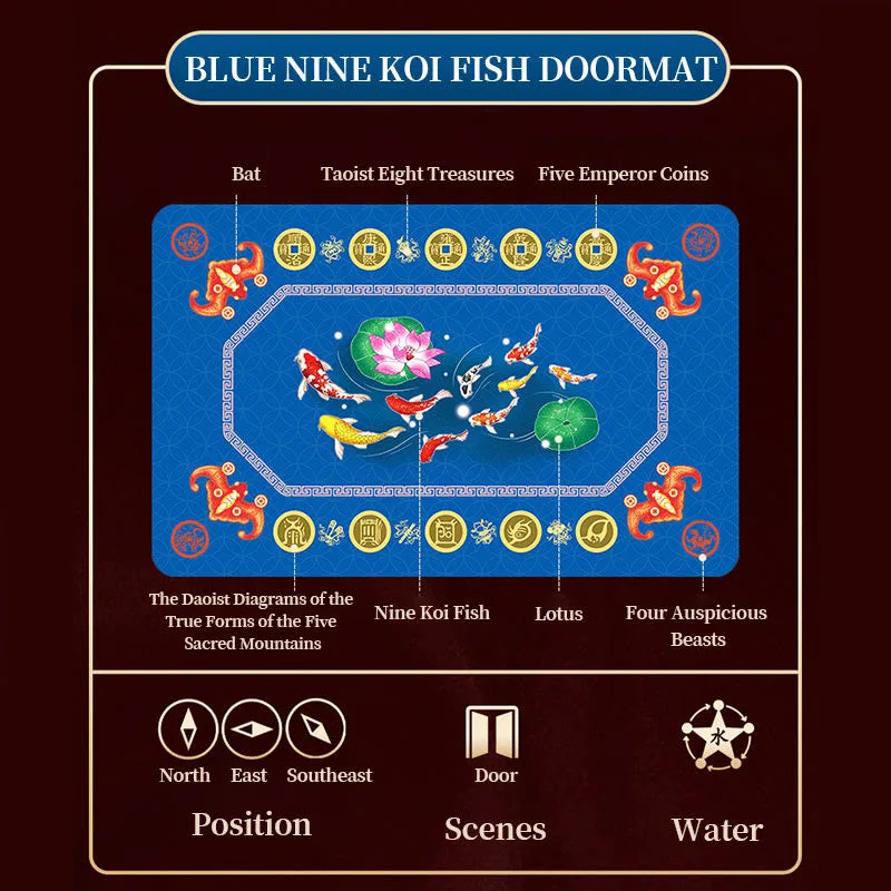 Mythstone - Five Elements Lucky Crane Gourd Kirin Dragon Axe Nine Koi Fish Non-slip Foot Pad Doormat - Image 25