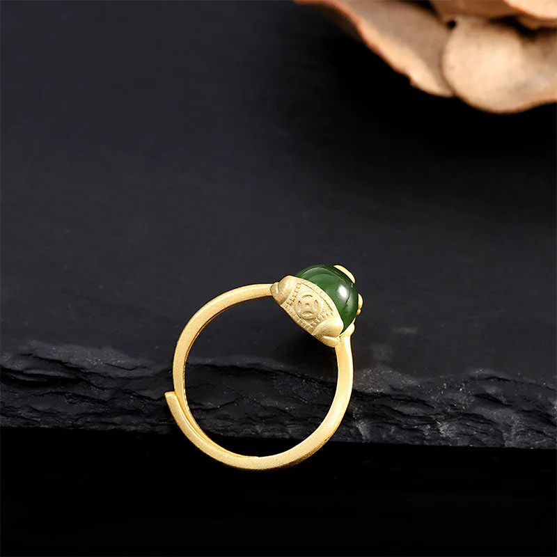 Mythstone 18k Gold-plated Pixiu Jade Wealth Ring - Image 4