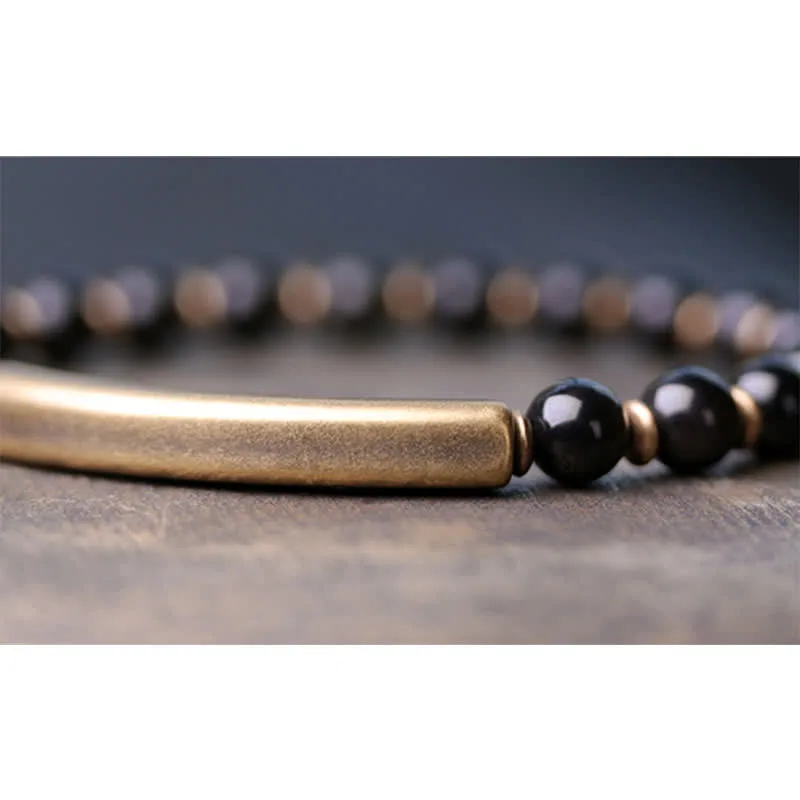 Mythstone Red Jasper Moss Agate Black Obsidian Crystal Copper Peace Couple Bracelet - Image 25