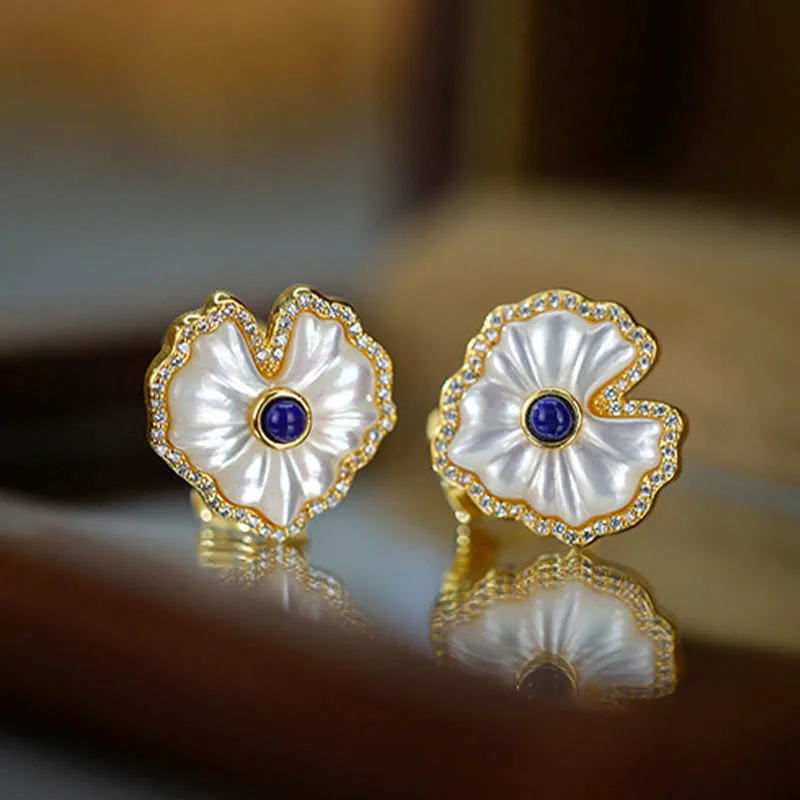 Mythstone 925 Sterling Silver Love Heart Tridacna Stone Red Agate Lazurite Blessing Earrings Necklace Jewelry Set - Image 13