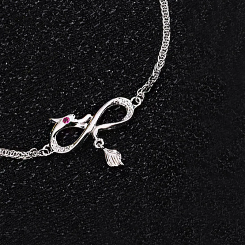 Mythstone Year Of The Dragon 999 Sterling Silver Zircon Endless Knot Tail Charm Luck Protection Bracelet - Image 6