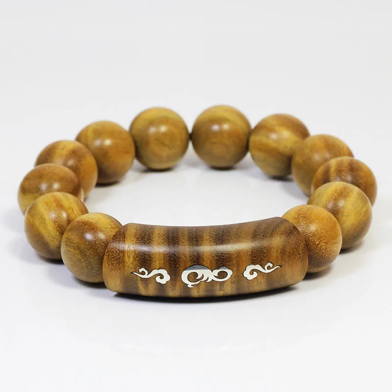 Mythstone 999 Sterling Silver Green Sandalwood Om Mani Padme Hum Dragon Phoenix Dharmachakra Inlaid Peace Bracelet - Image 11