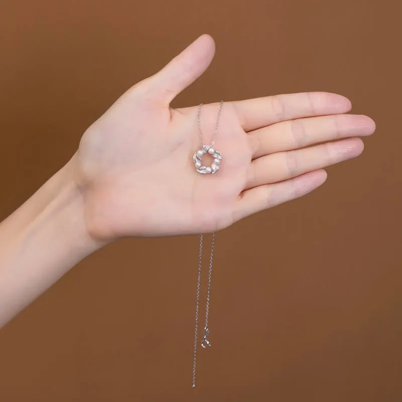 Mythstone 925 Sterling Silver Pearl Leaf Design Healing Wisdom Necklace Pendant Ring Earrings Set - Image 3