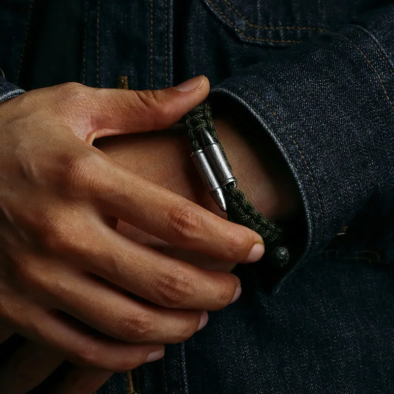 Mythstone 925 Sterling Silver Bullet Design Braided Rope Bracelet - Image 6