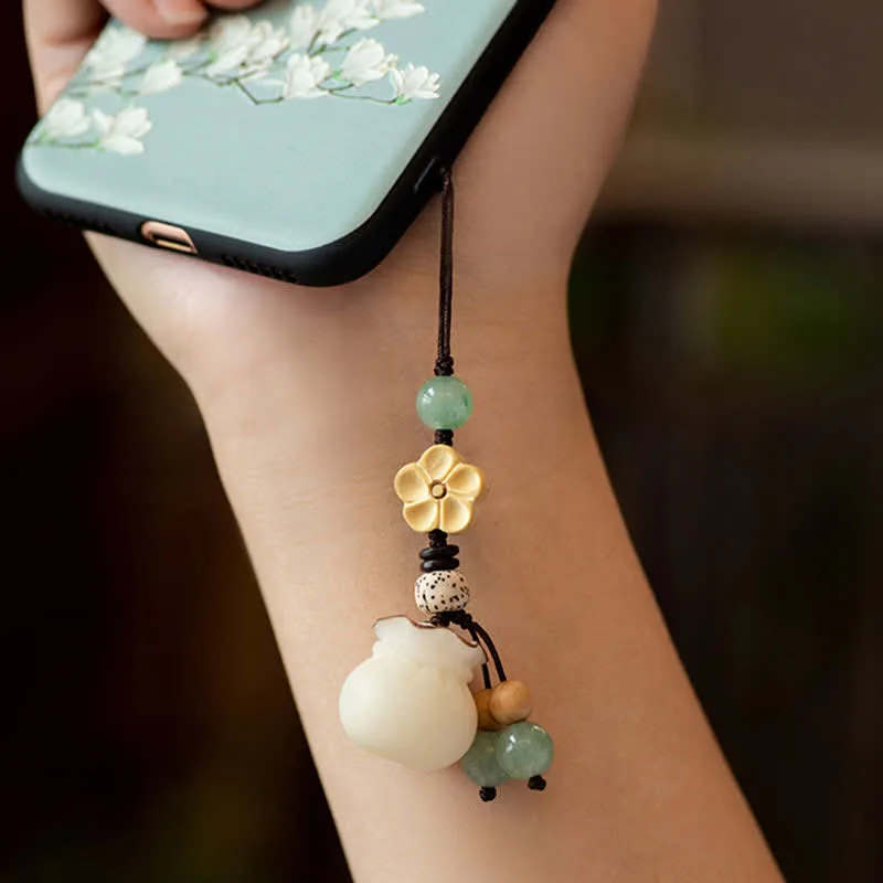 Mythstone Natural Bodhi Seed Money Bag Flower Blessing Prosperity Keychain - Image 12