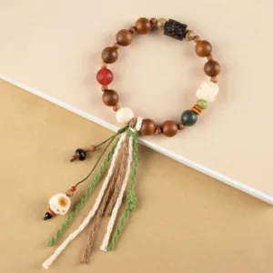 Mythstone Lightning Strike Wood Bodhi Seed Cat Paw Claw Auspiciousness Protection Tassel Bracelet