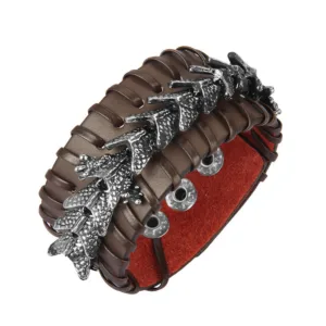 Mythstone Dragon Leather Protection Weave Bracelet