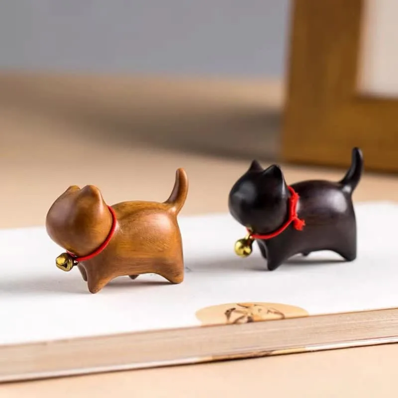 Mythstone Green Sandalwood Small Leaf Red Sandalwood Cute Cat Animals Soothing Peace Decorations - Image 20