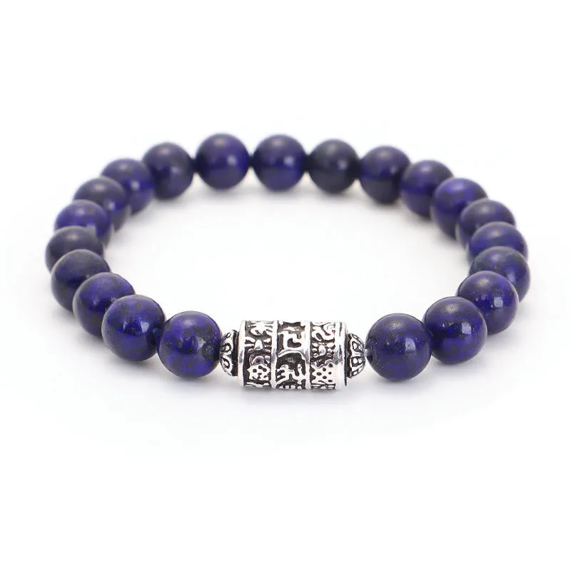 Mythstone Natural Lazurite Pietersite Unakite Om Mani Padme Hum Bead Positive Bracelet - Image 7