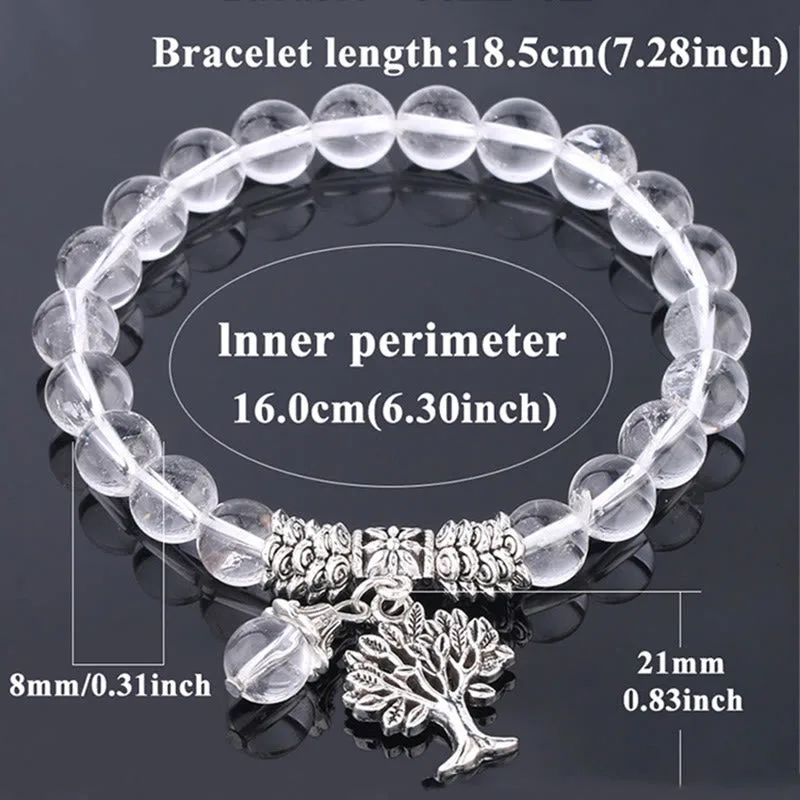 Mythstone Natural Gemstone Tree of Life Lucky Charm Stretch Bracelet - Image 34